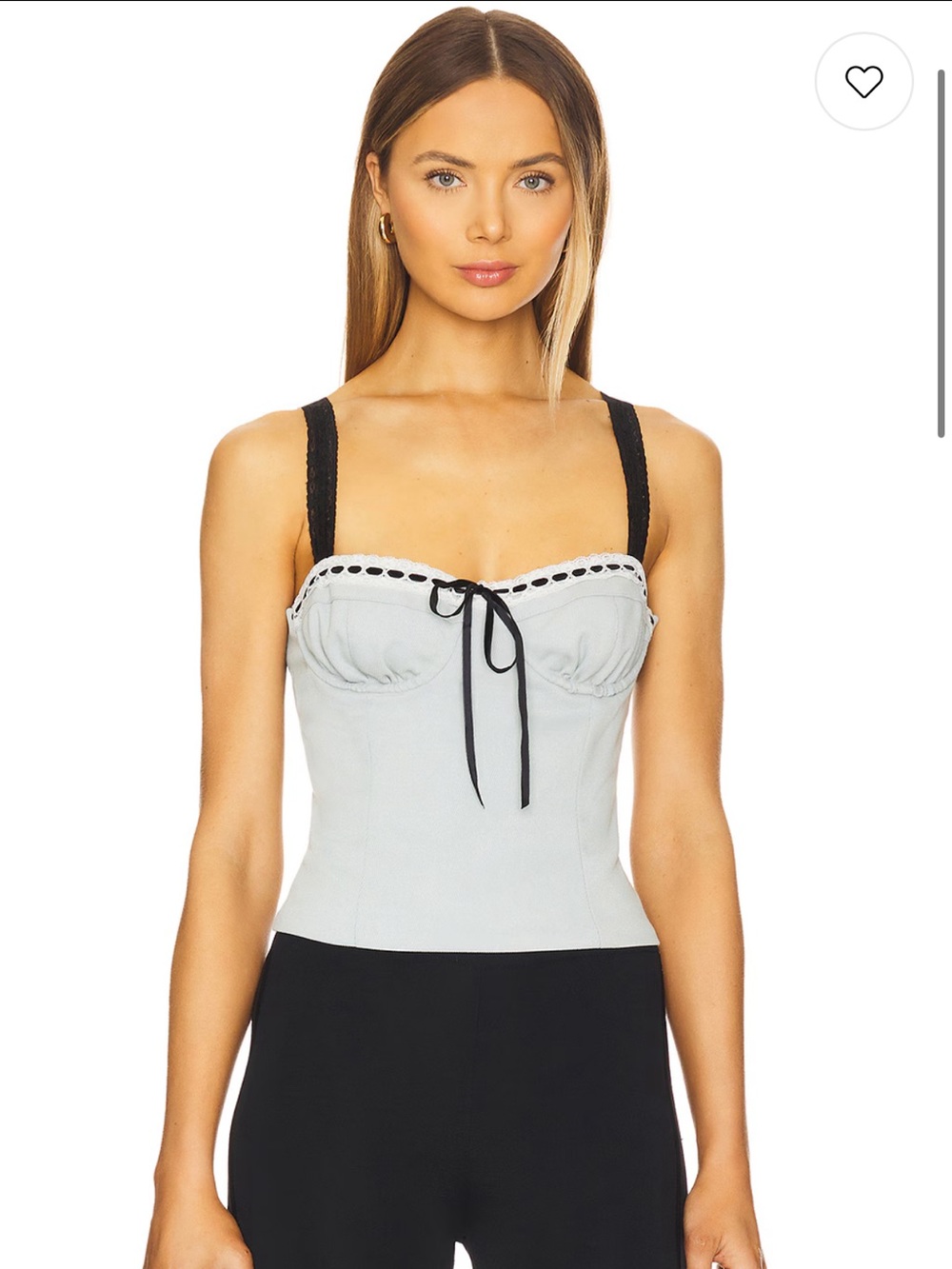 With Jean Ryder Top in Blue with Black Lace Straps